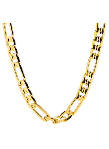 Gold Plated Bronze Figaro Chain Necklace