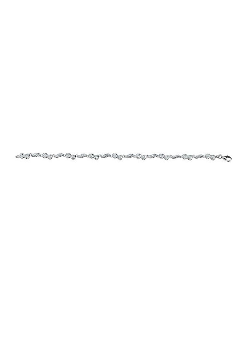925 Sterling Silver 0.125 Ct Diamond Studded Heart Anklet
