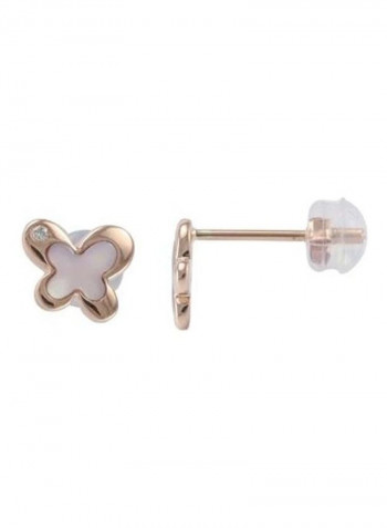 18 Karat Rose Gold 0.02 Carat Diamond Butterfly Earring