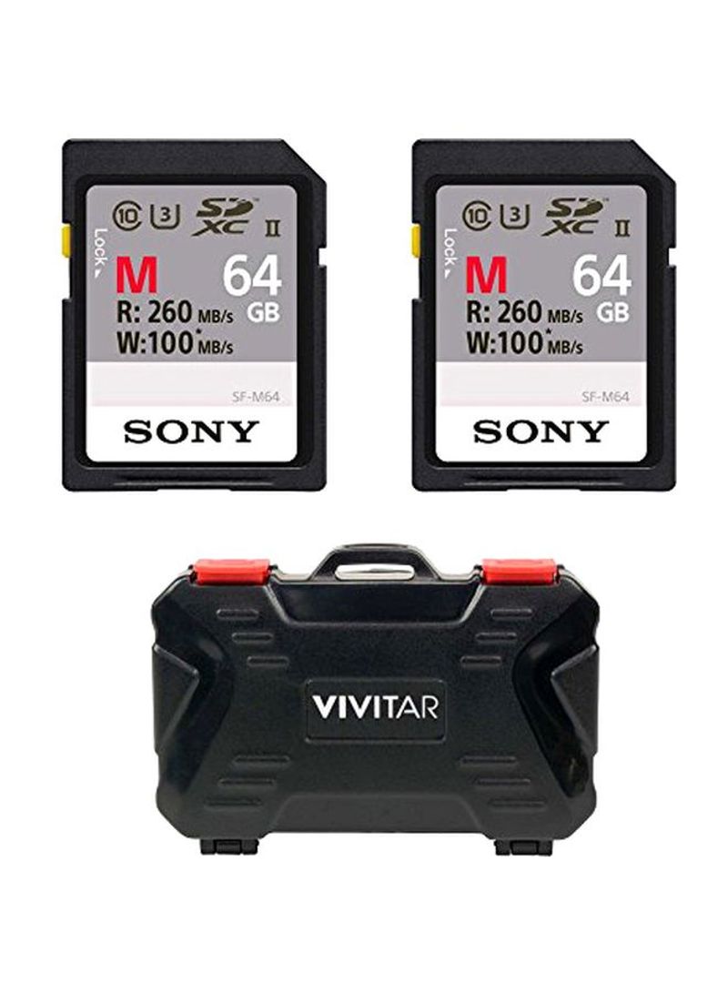 2-Piece UHS-II SDXC Memory Card With Memory Card Holder 64GB Black