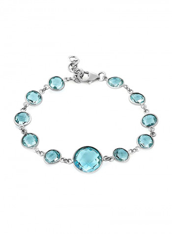 925 Sterling Silver 30 Ct Topaz Studded Bracelet