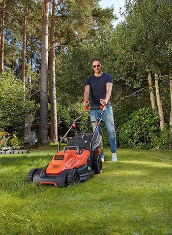 Electric Lawn Mower With Bike Handle Black/Orange 77.21x42.92cm