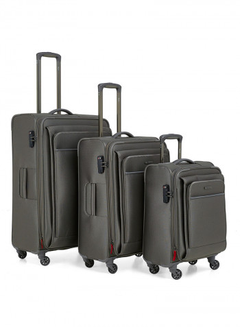 Softside 3 Piece Luggage Trolley Set Grey