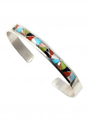 Studded Channel Inlay Sterling Silver Bracelet