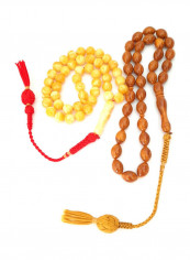 2-Piece Natural Amber Tassels Handmade Prayer Beads