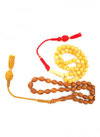 2-Piece Natural Amber Tassels Handmade Prayer Beads