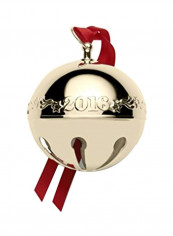Gold Plated Sleigh Bell Decorative Accent Silver/Red 3x3x3inch