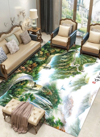 Home Rug Chinese Style Landscape Print Non-Slip Living Room Bedroom Floor Mat Green 120*160(W*L)cmcm