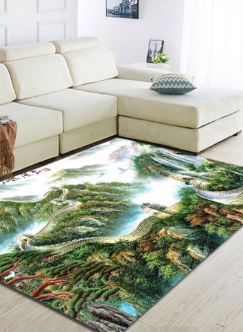 Home Rug Chinese Style Landscape Print Non-Slip Living Room Bedroom Floor Mat Green 120*160(W*L)cmcm