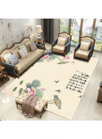 Home Rug Chinese Style Lotus Pond Print Non-Slip Living Room Bedroom Floor Mat multicolour 120*160(W*L)cmcm