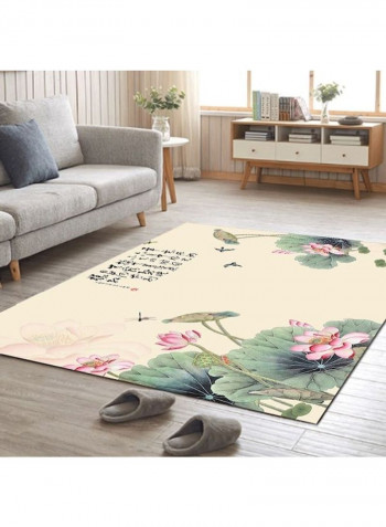 Home Rug Chinese Style Lotus Pond Print Non-Slip Living Room Bedroom Floor Mat multicolour 120*160(W*L)cmcm