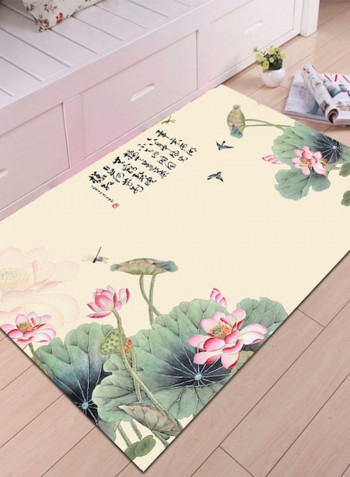 Home Rug Chinese Style Lotus Pond Print Non-Slip Living Room Bedroom Floor Mat multicolour 120*160(W*L)cmcm