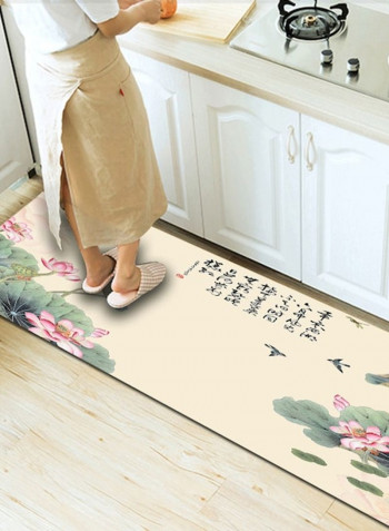 Home Rug Chinese Style Lotus Pond Print Non-Slip Living Room Bedroom Floor Mat multicolour 120*160(W*L)cmcm