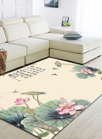Home Rug Chinese Style Lotus Pond Print Non-Slip Living Room Bedroom Floor Mat multicolour 120*160(W*L)cmcm