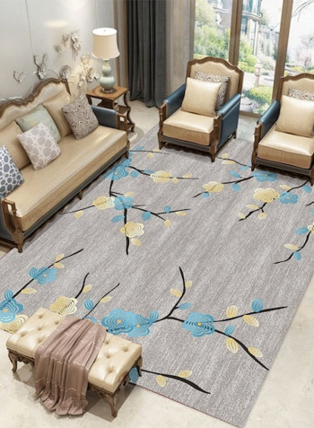 Home Rug Modern Style Flower Print Non-Slip Living Room Bedroom Floor Mat Grey 120*160(W*L)cmcm