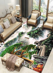 Modern Landscape Pattern Classic Floor Rug Green 120*160(W*L)cmcm