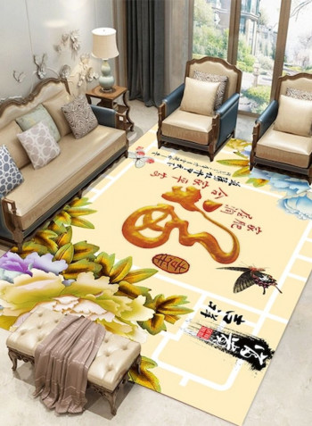 Home Rug Chinese Style Flowers Print Non-Slip Living Room Bedroom Floor Mat multicolour 120*160(W*L)cmcm