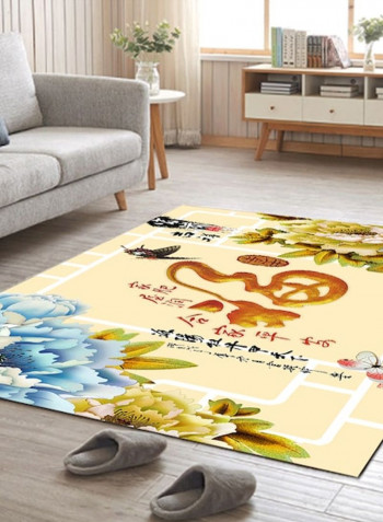 Home Rug Chinese Style Flowers Print Non-Slip Living Room Bedroom Floor Mat multicolour 120*160(W*L)cmcm
