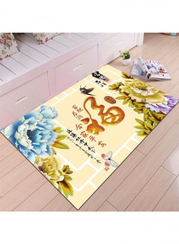 Home Rug Chinese Style Flowers Print Non-Slip Living Room Bedroom Floor Mat multicolour 120*160(W*L)cmcm