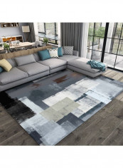 1 Piece Carpet Modern Colorblock Thickening Non-Skid Rug Grey 120*160(W*L)cmcm