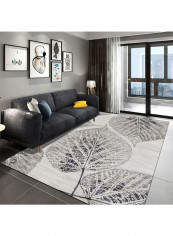 Home Rug Simple Style Leaf Print Anti-Slip Living Room Bedroom Floor Mat Grey 120*160(W*L)cmcm