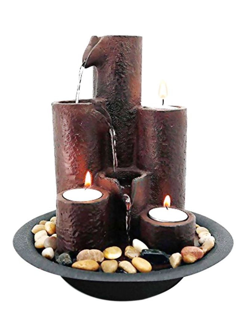 3-Tier Tabletop Waterfall Fountain With 3 Candles And River Rocks Red/Black 10.2x9.1x9.1inch