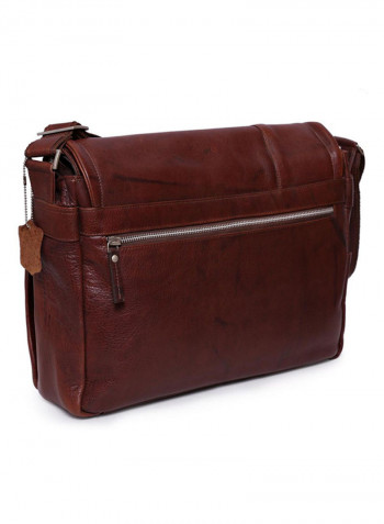 Leather Stitch Detailed Crossbody Bag Brown