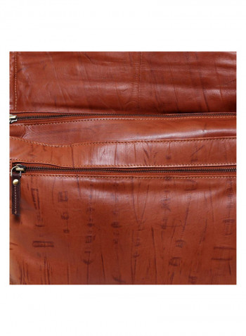 Leather Stitch Detailed Messenger Bag Brown