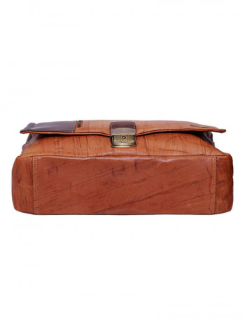 Leather Stitch Detailed Messenger Bag Brown