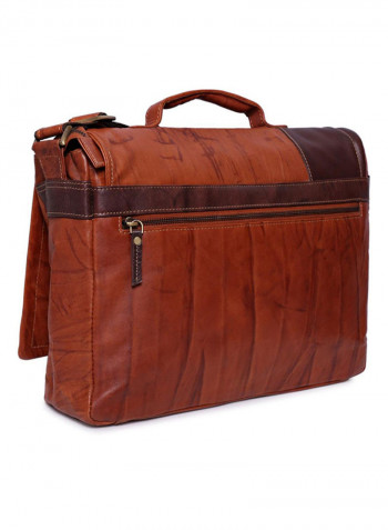 Leather Stitch Detailed Messenger Bag Brown