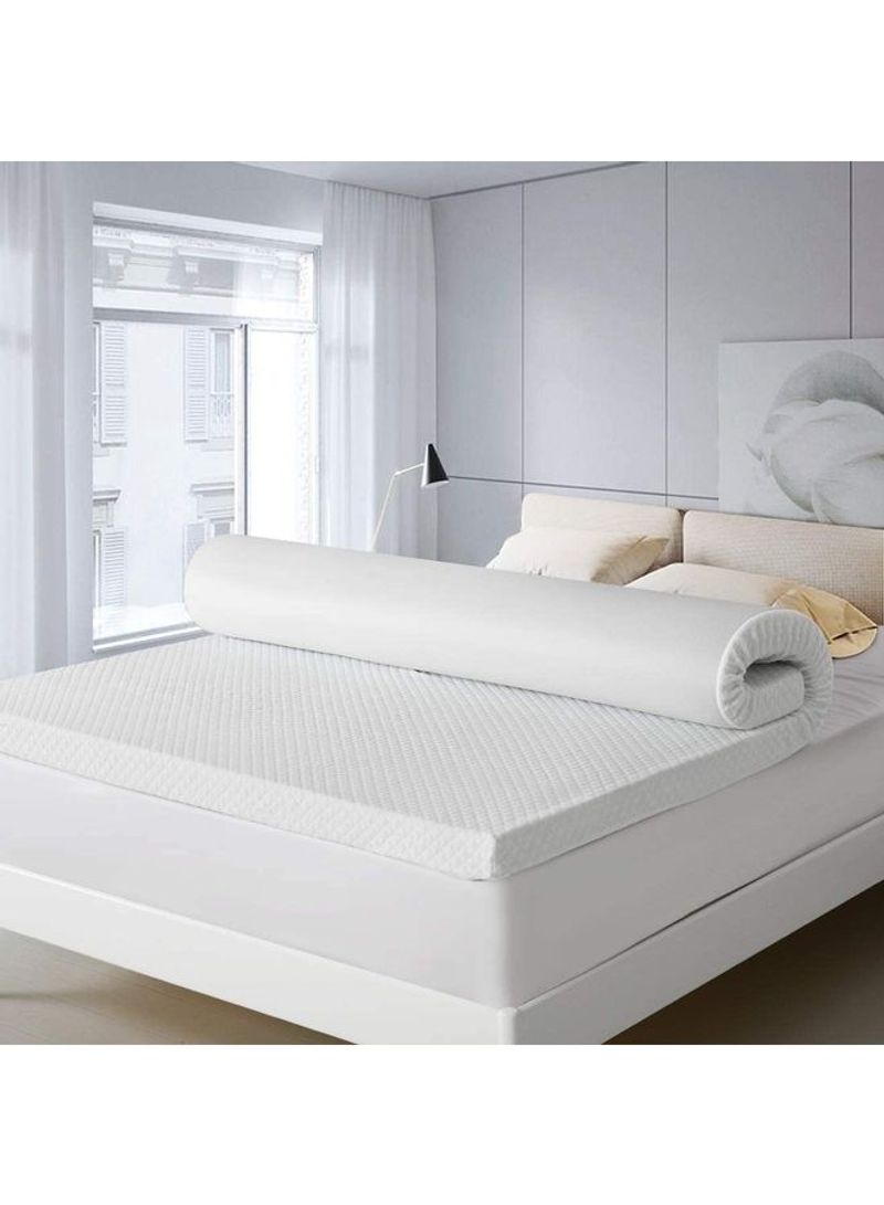 Visco Mattress Topper With Removable Knitted Cover Memory Foam White 150x190cm