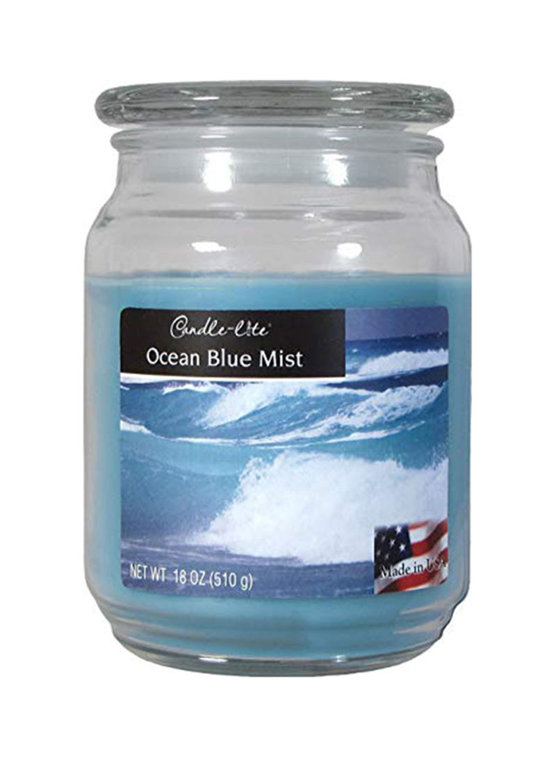 Candle-Lite Everyday Scented Ocean Blue Mist Single Wick 18oz Large Glass Jar Candle, Fresh Ozonic Fragrance Multicolour 3.89X5.8X3.89 inch