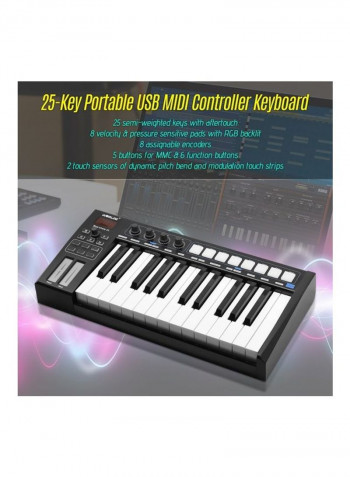 25 Portable USB MIDI Controller Keyboard