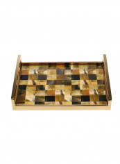 Rectangular Bath Tray With Horn Stripes Gold/Black/Brown 18.5x13x3.1inch