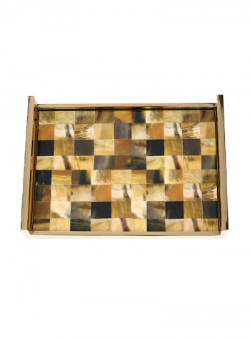 Rectangular Bath Tray With Horn Stripes Gold/Black/Brown 18.5x13x3.1inch