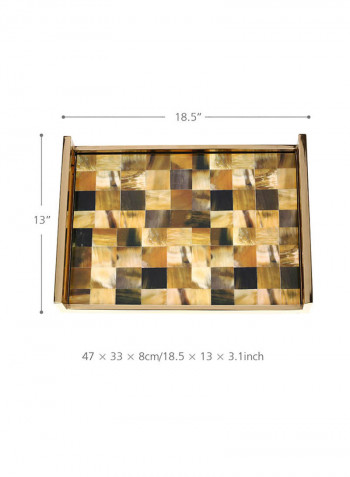 Rectangular Bath Tray With Horn Stripes Gold/Black/Brown 18.5x13x3.1inch