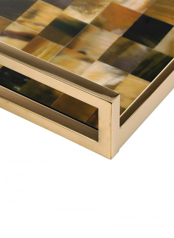Rectangular Bath Tray With Horn Stripes Gold/Black/Brown 18.5x13x3.1inch