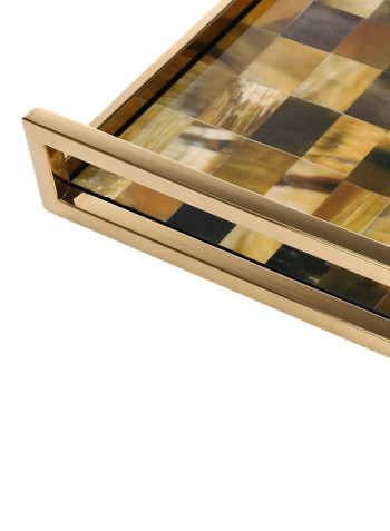 Rectangular Bath Tray With Horn Stripes Gold/Black/Brown 18.5x13x3.1inch