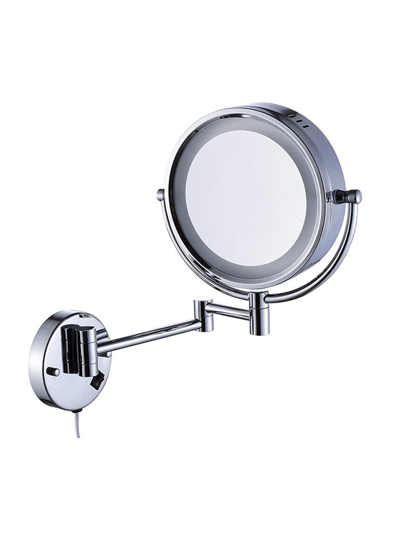 LED Light Wall Mountable Makeup Mirror Silver