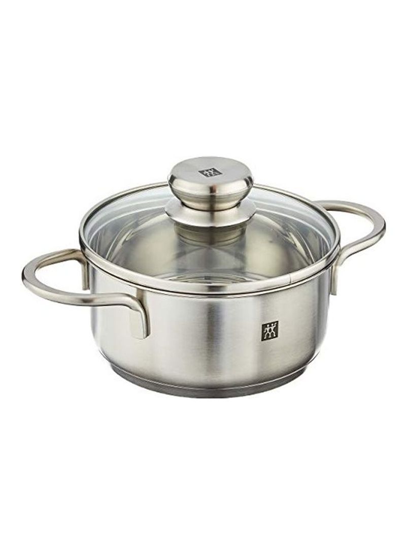 Stainless Steel Pot With Lid Silver/Clear 1.5L