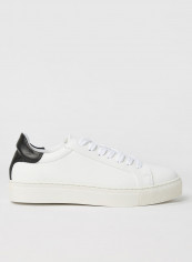 Contrast Panel Leather Sneakers White/Black تقييمات Contrast Panel Leather Sneakers White/Black