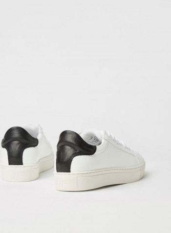 Contrast Panel Leather Sneakers White/Black