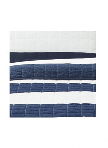 3-Piece Striped Quilt Set White/Blue King
