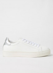 Contrast Panel Leather Sneakers White/Silver تقييمات Contrast Panel Leather Sneakers White/Silver