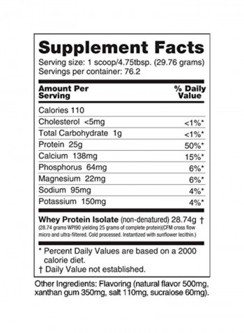 100 Percent Whey Protein Isolate Powder