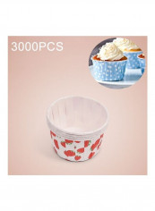 3000-Piece Strawberry Round Lamination Cake Baking Cup Multicolour