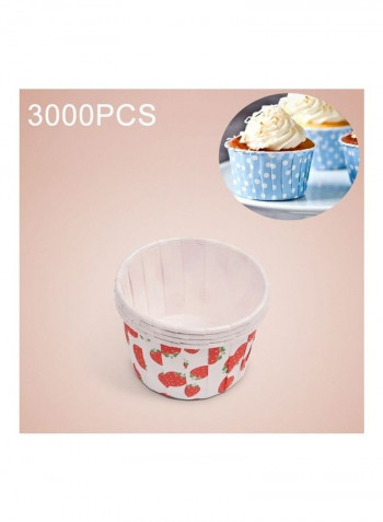3000-Piece Strawberry Round Lamination Cake Baking Cup Multicolour