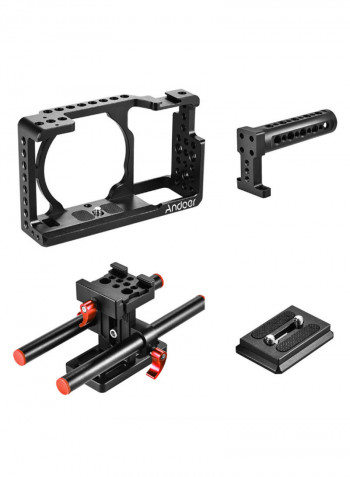 Protective Video Camera Cage Stabilizer Kit Red/Black/Silver