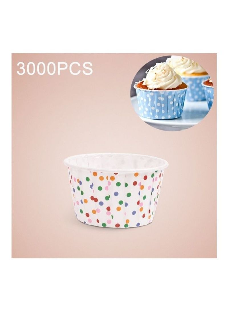 3000-Piece Colorful Dots Pattern Round Cake Baking Cup Multicolour