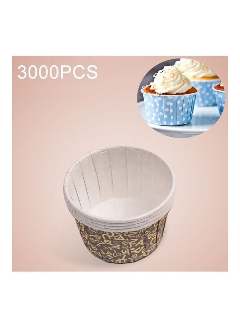 3000-Piece English Letter Pattern Round Cake Cup Multicolour